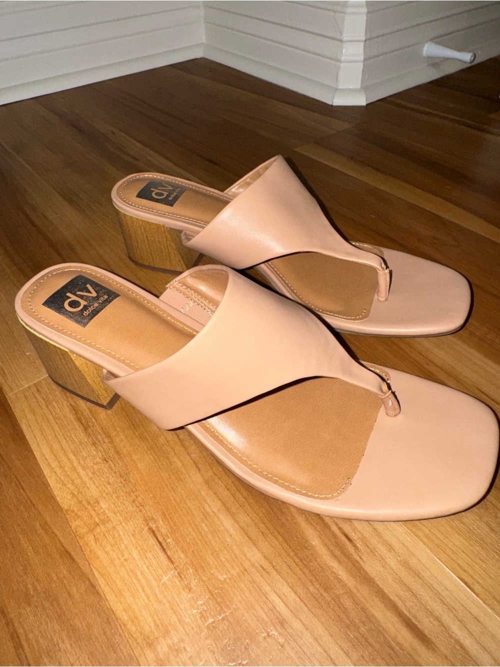 DV by Dolce Vita Blush Nude Thong Block Heel Mules